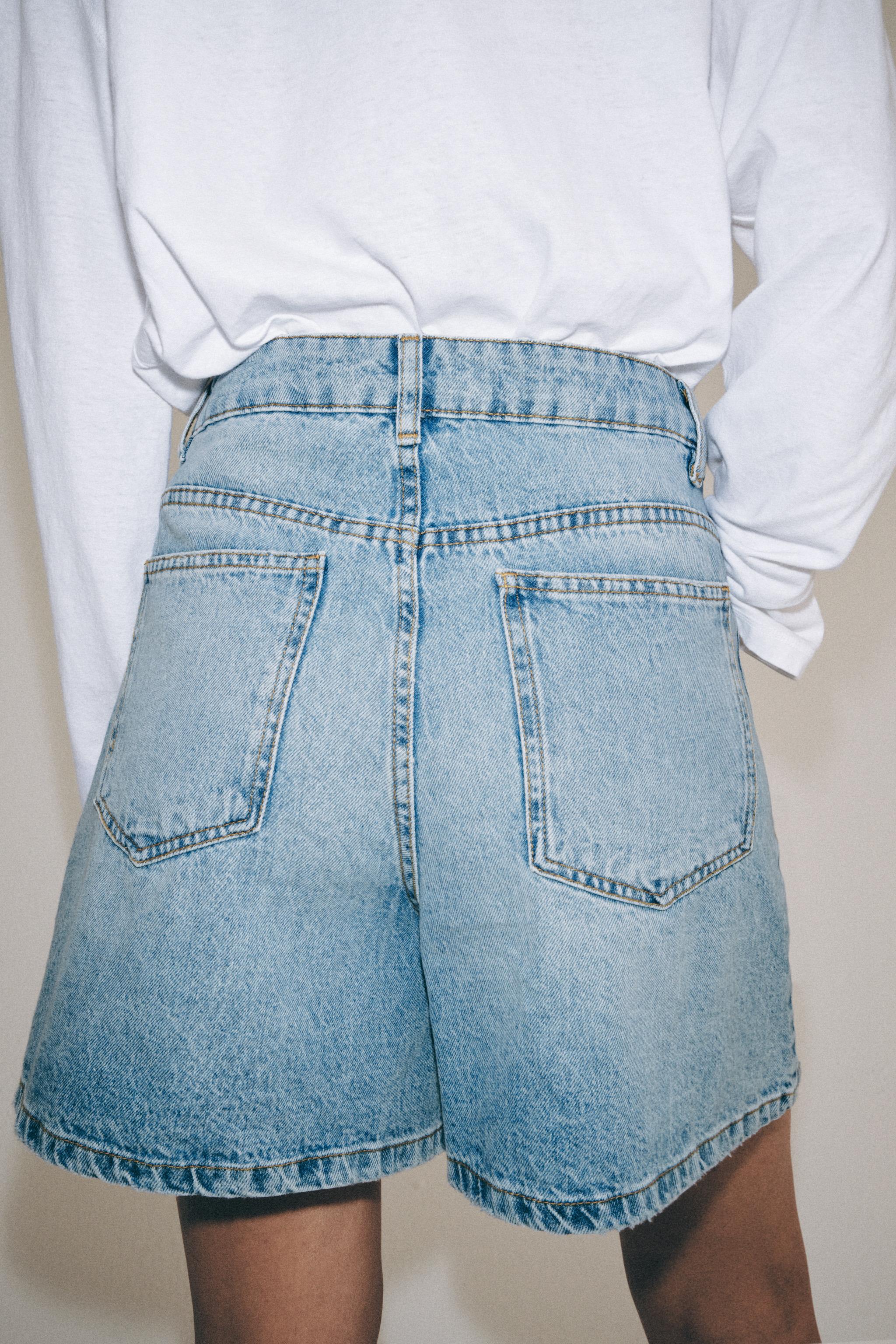 Zara ZW COLLECTION YÜKSEK BEL DENIM ŞORT görsel 3