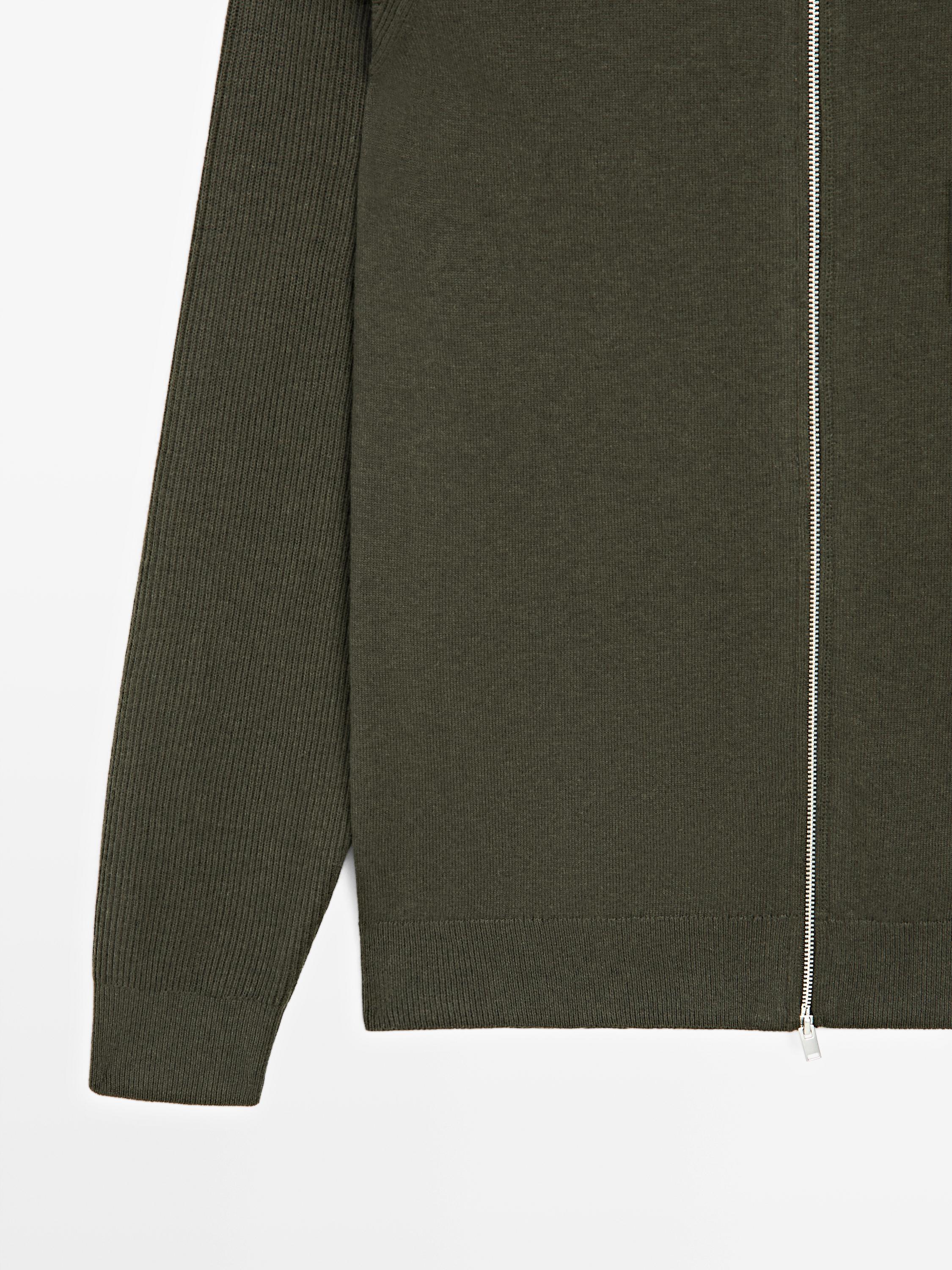 Knit cotton blend cardigan with raglan sleeves