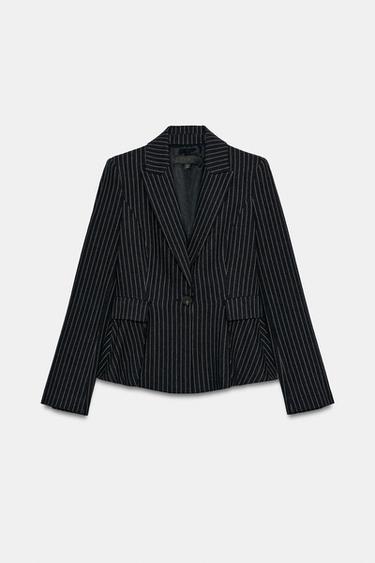 BLAZER PEPLUM RAYA DIPLOMÁTICA - Marinos / Crudos de Zara - Imagen 0