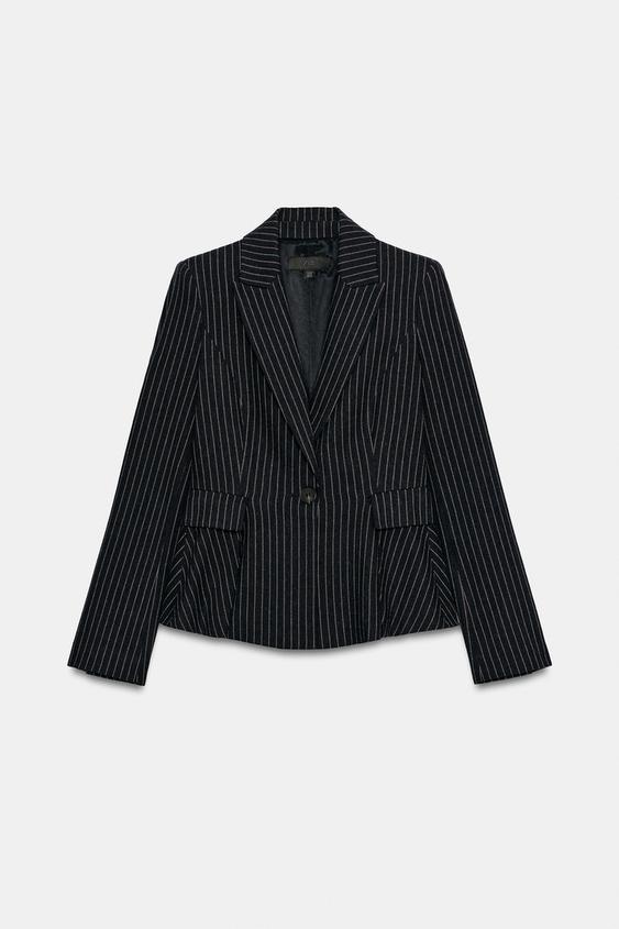 BLAZER PEPLUM RAYA DIPLOMÁTICA - Marinos / Crudos de Zara - Imagen 0