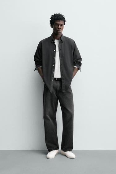 CAMISA REGULAR FIT ALGODÓN - Gris oscuro de Zara - Imagen 0