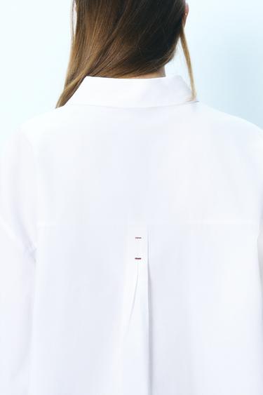 CAMISA POPELÍN OVERSIZE CONTRASTE - Blanco de Zara