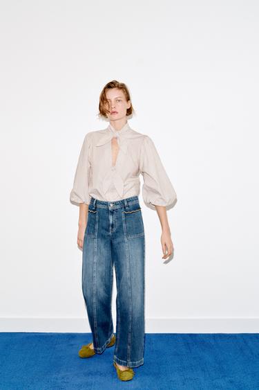 BRUSA DE RATLLES AMB LLAÇOS - marró/blanc de Zara