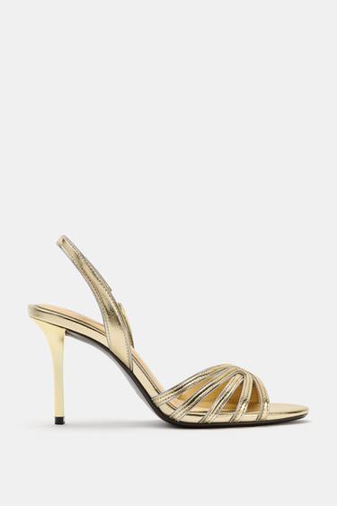 صندل بكعب مُمعدن - ذهبي by Zara