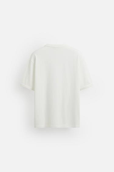 RIBBED SLOGAN T-SHIRT - Oyster-white by Zara - Image 7