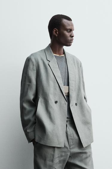 100% LINEN SUIT TROUSERS - washed green by Zara - Image 4