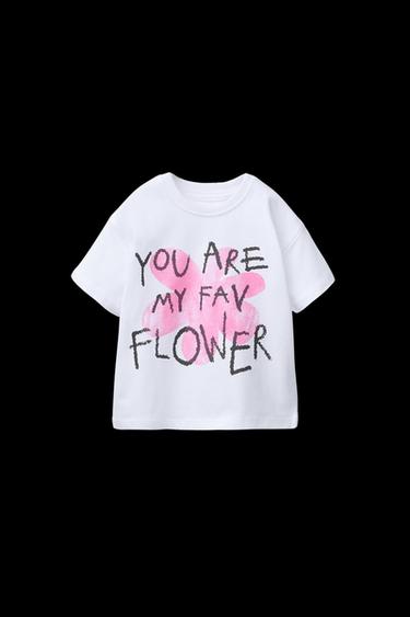 T-SHIRT MIT PRINT - Rosa von Zara