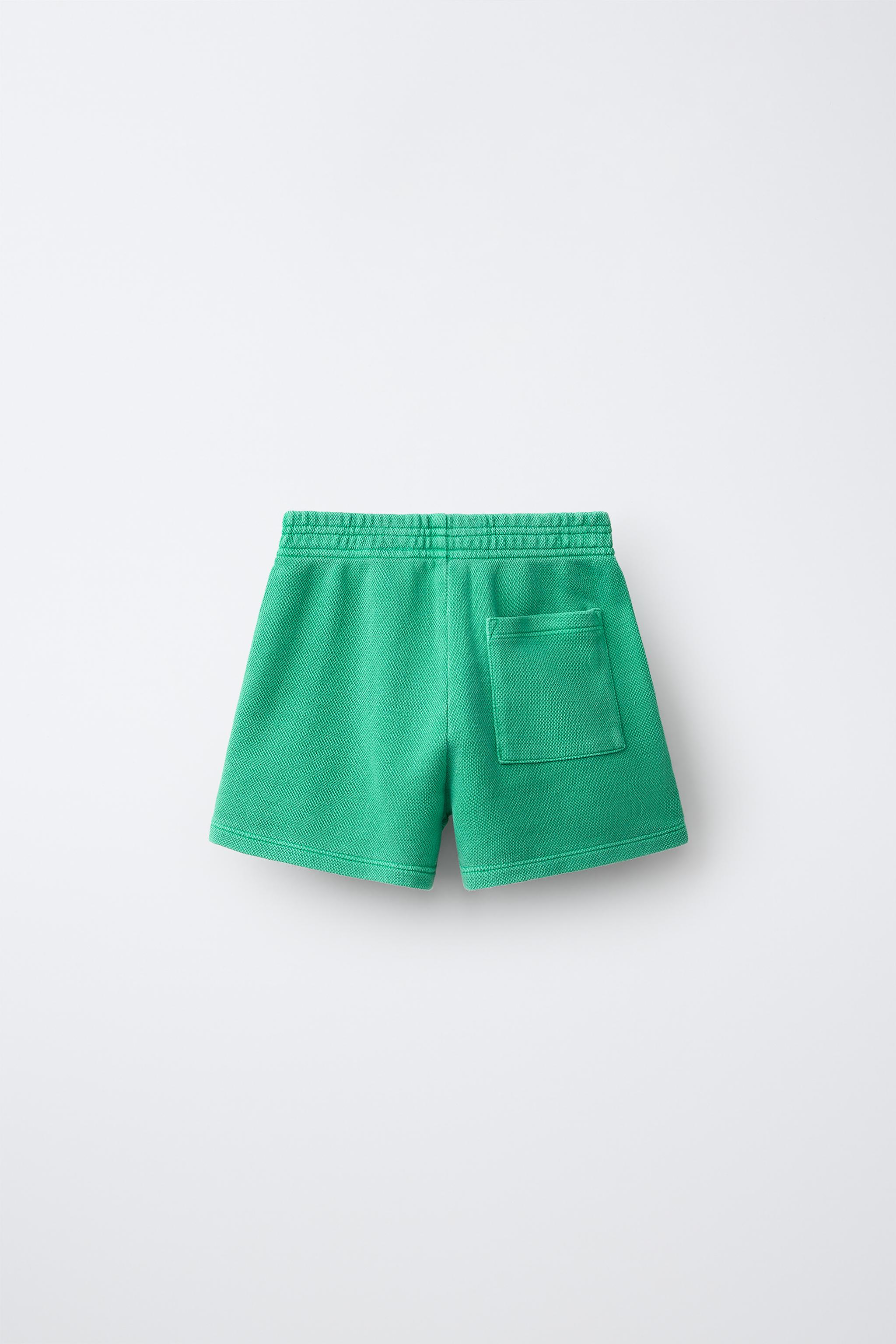 PLAIN PIQUÉ SHORTS - Green | ZARA United States
