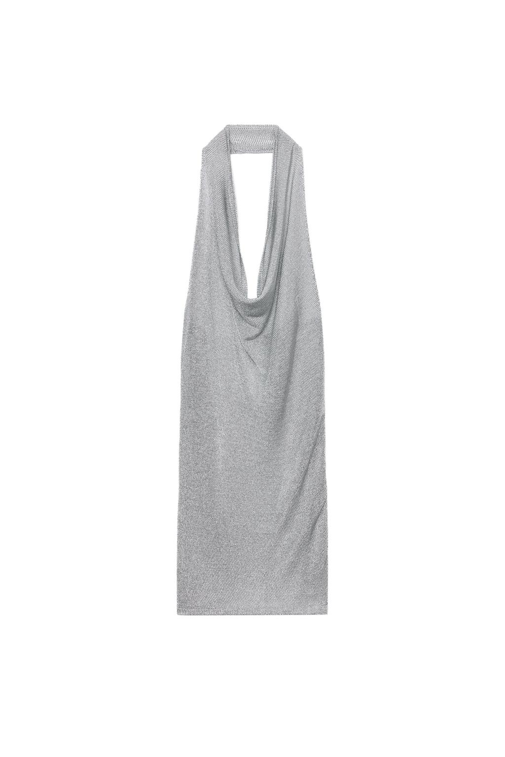METALLIC THREAD KNIT HALTER DRESS - image 3