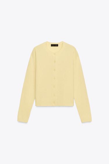Zara 100% WOOL BASIC JACKET - Light yellow