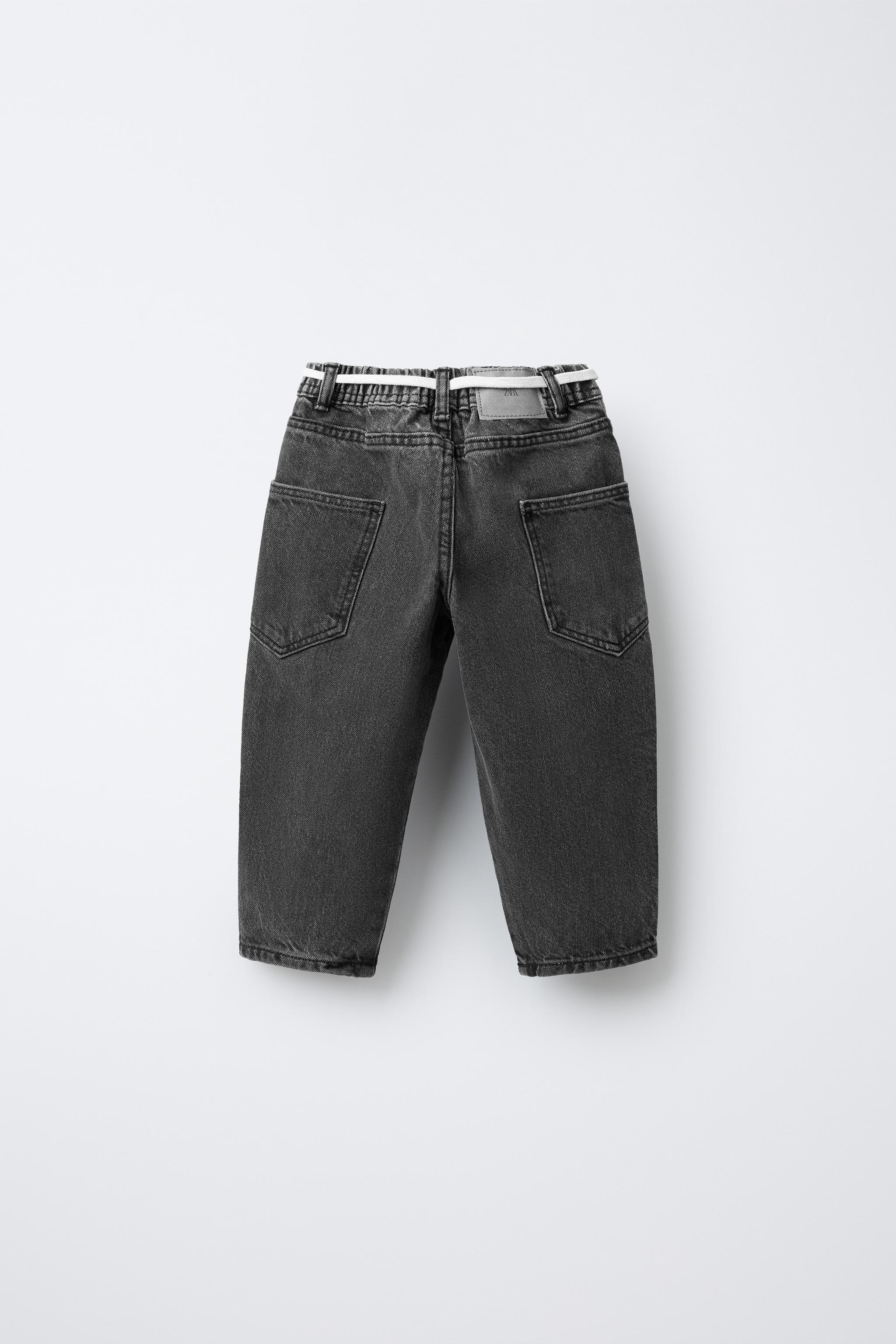 ZARA バギーデニム ブラック 刺繍入りバギーフィットジーンズ - ブラック | ZARA Japan / 日本