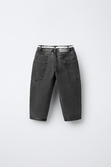 BELTED BAGGY JEANS - Black by Zara - Image 1