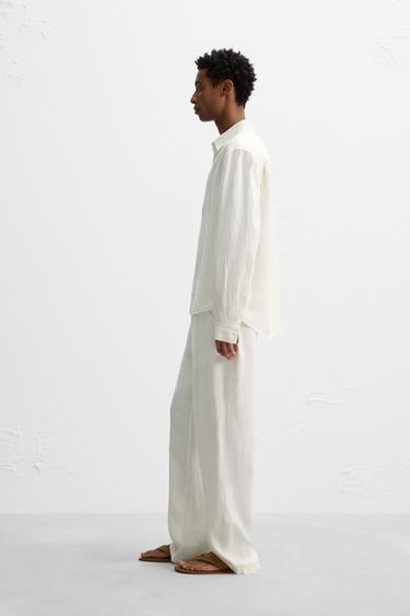RELAXED FIT 100% HEMP SHIRT - Oyster-white by Zara - Image 3