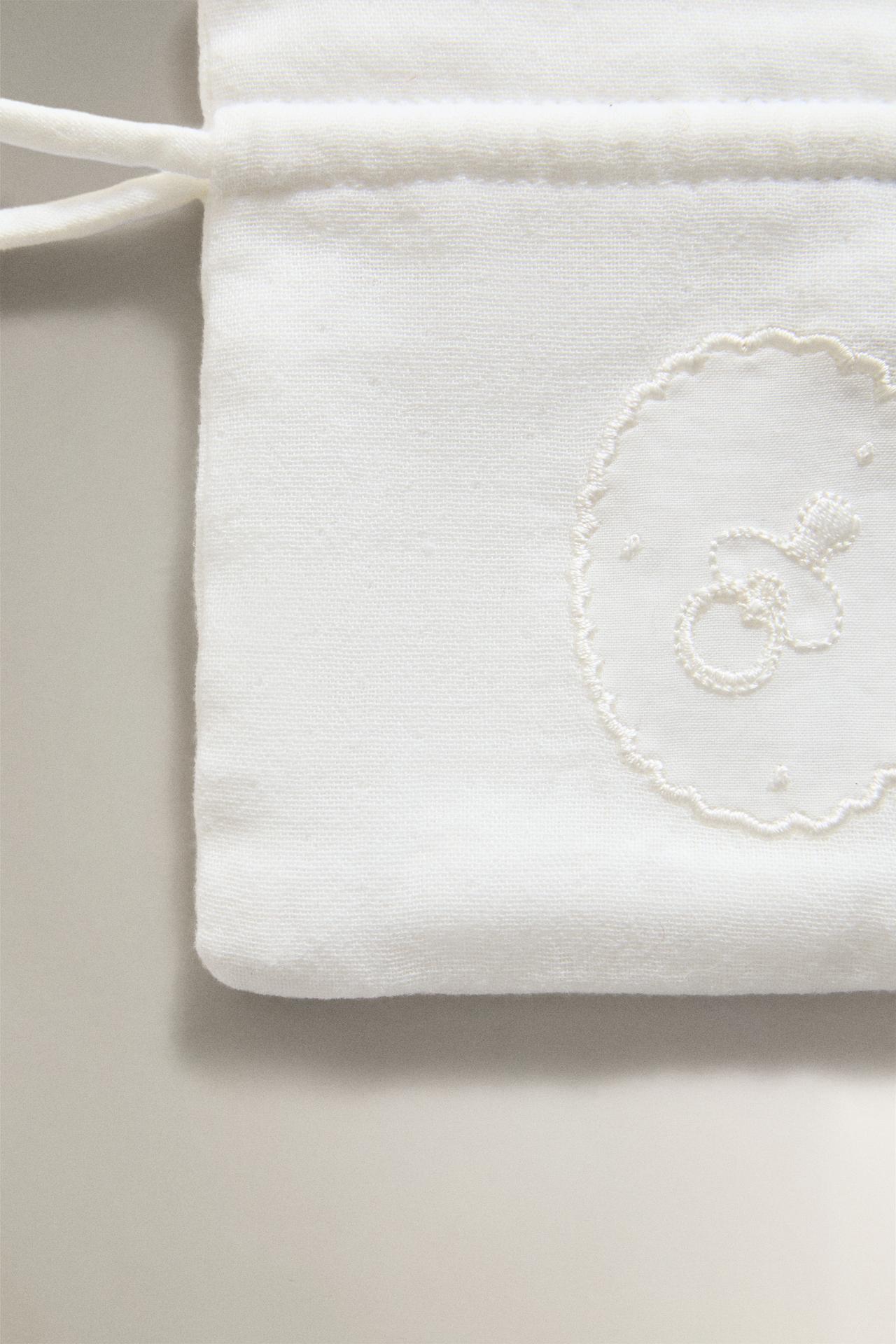 EMBROIDERED CHILDREN'S PACIFIER POUCH — Oyster-white