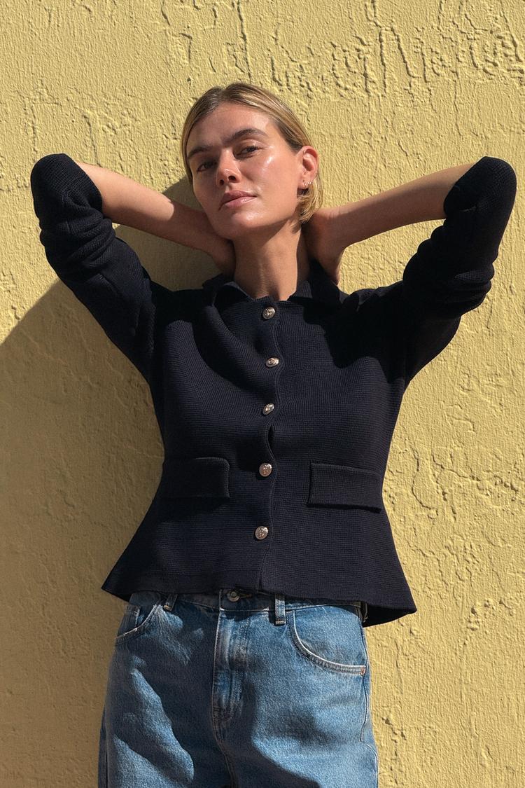 Chaqueta Punto Chaquetas Blazer En Zara Zara Chaquetones Y Abrigos