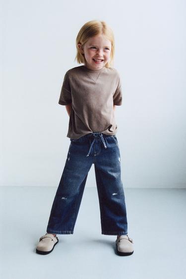 FLUID RIPPED WIDE-LEG JEANS - Blue by Zara