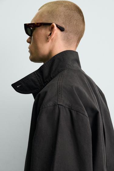 VESTE COUPE CARRÉE EN COTON - Noir de Zara - Image 6