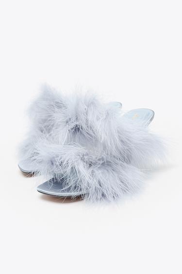 FEATHER HEELED SANDALS - Sky Blue by Zara - Image 2