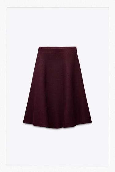 FALDA MIDI PUNTO LISO - Vino de Zara