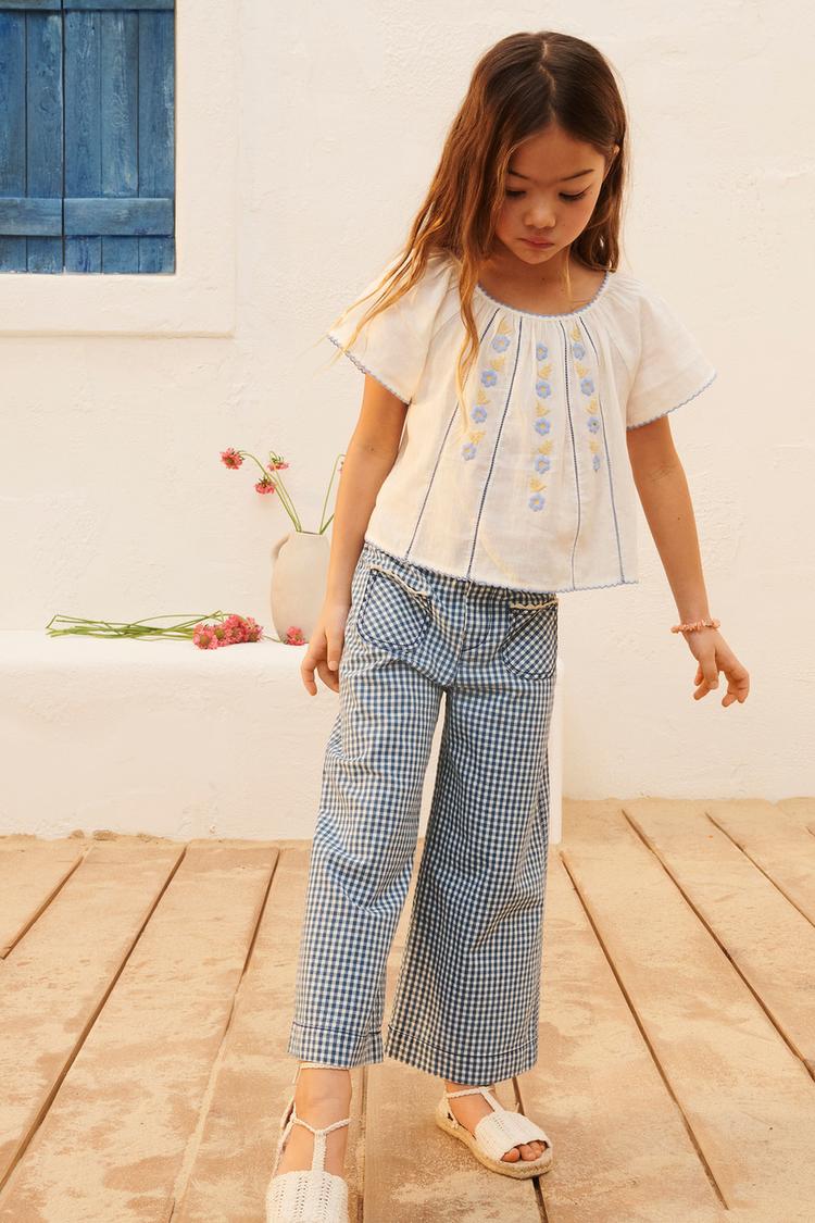 LIMITED EDITION ギンガムチェック柄パンツ - 青色/白色 | ZARA Japan 