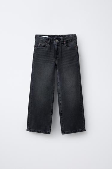 Zara STAR WIDE LEG JEANS - Black