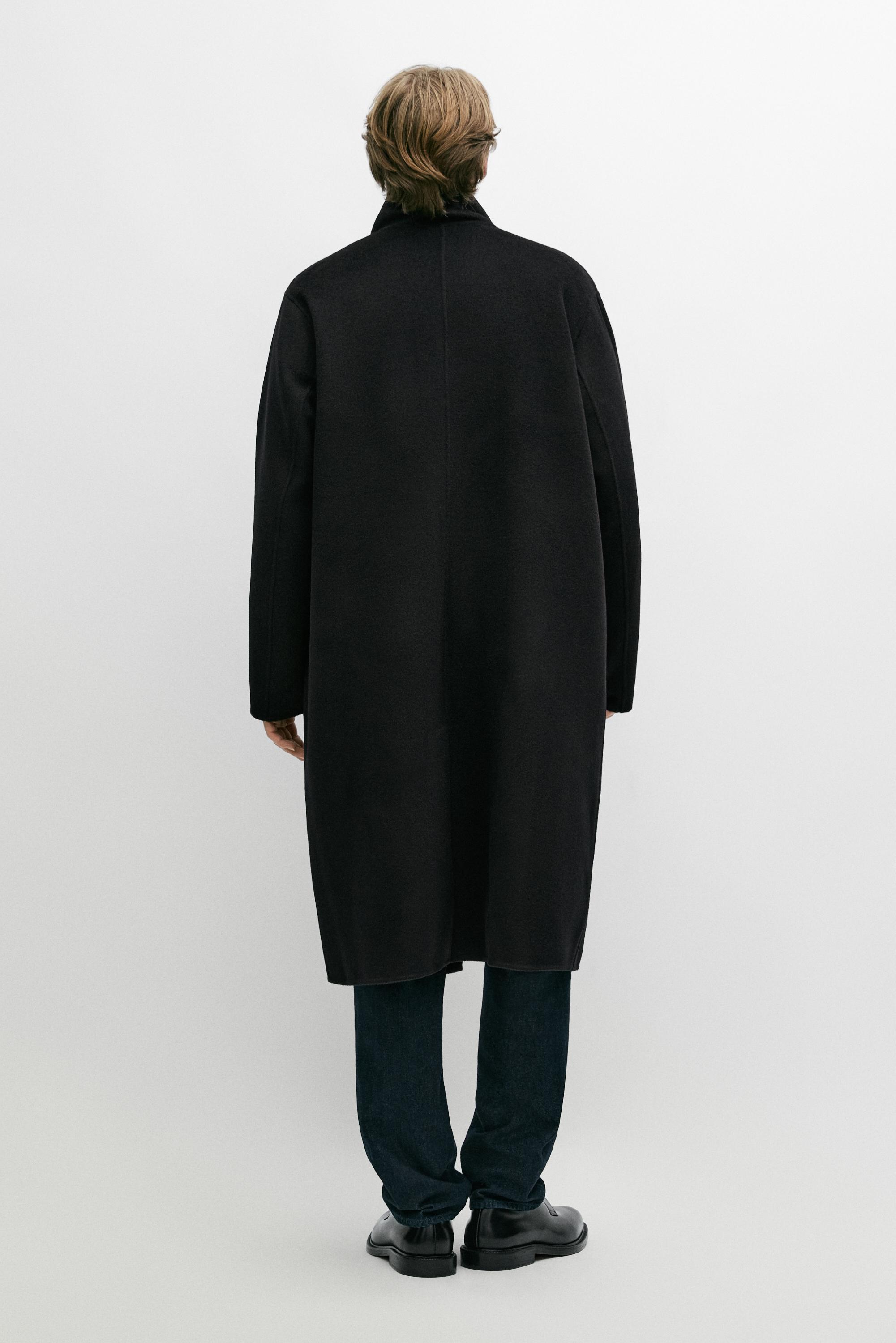 High neck wool blend coat