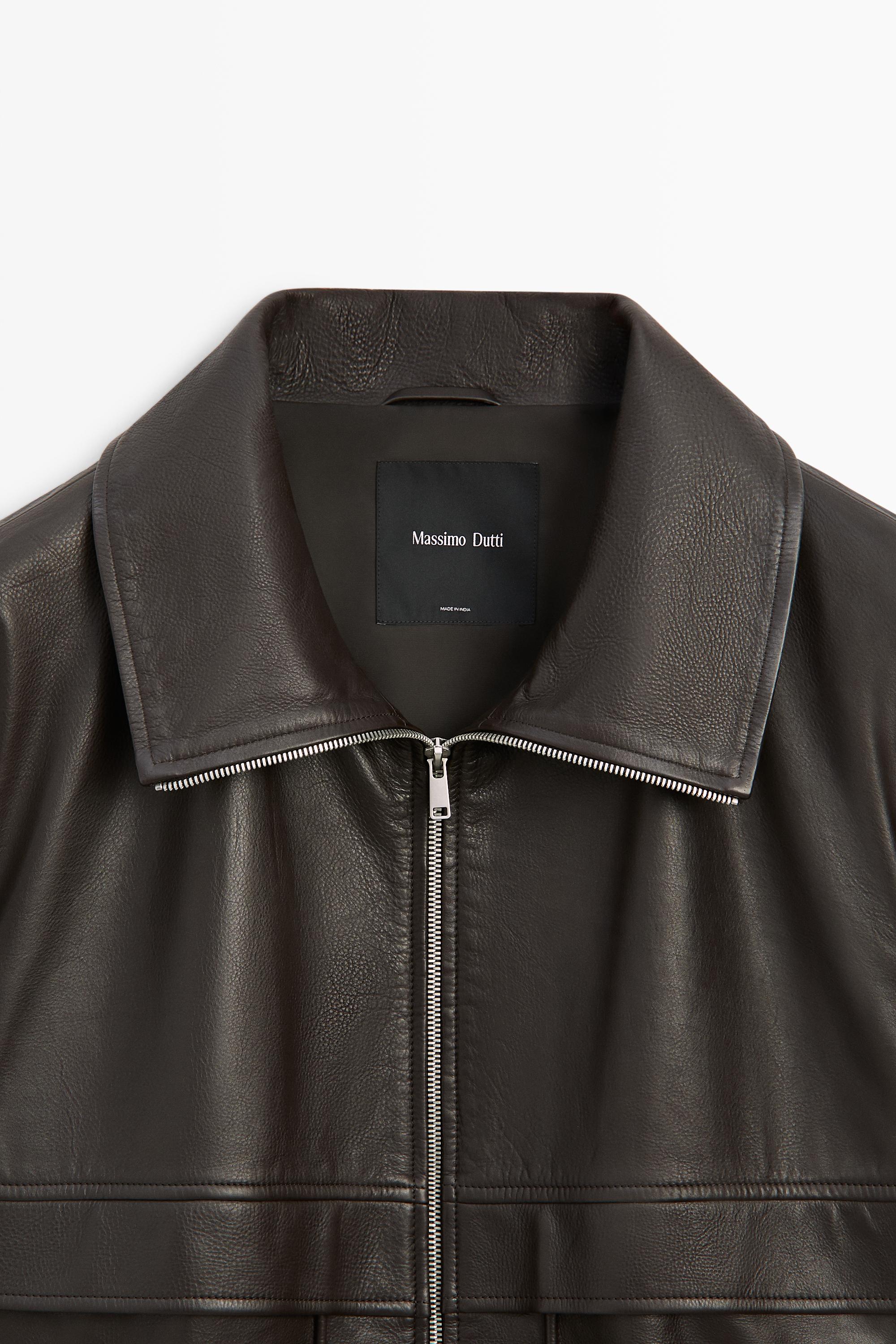 Nappa leather zip bomber jacket