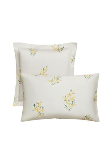 MIMOSA PRINT SATEEN PILLOWCASE - Oyster-white by Zara