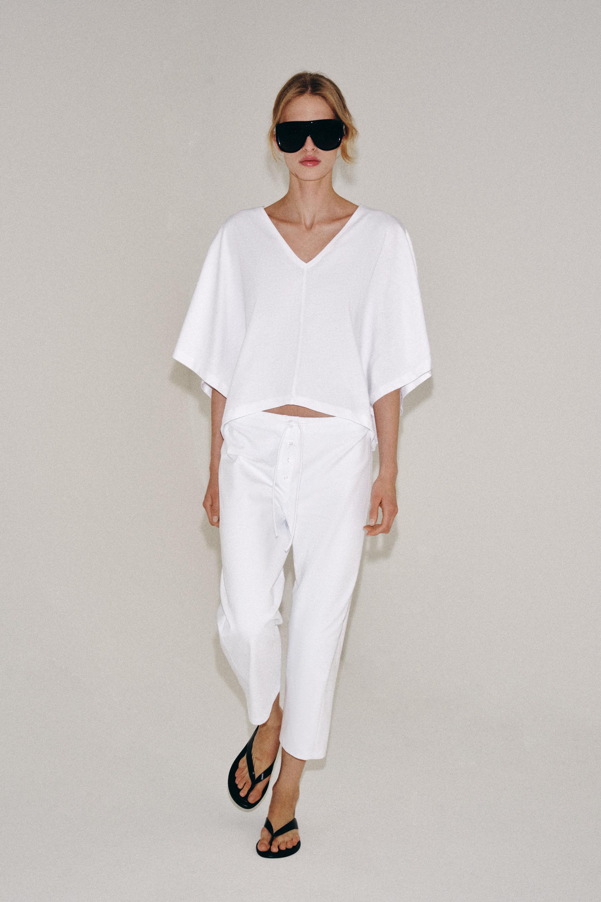 INTERLOCK TAPERED PANTS — White