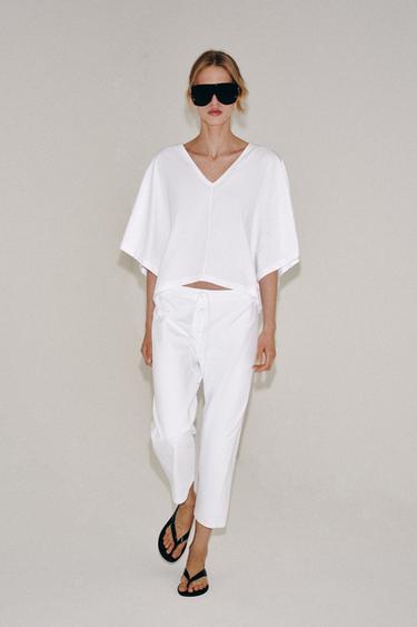 PANTALÓN CAPRI INTERLOCK - Blanco de Zara