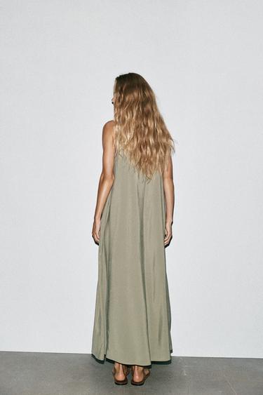 ROBE MI-LONGUE FLUIDE À VOLUME - Kaki de Zara - Image 5