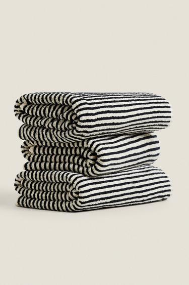 SERVIETTE DE BAIN COTON FIL TEINTÉ - Écru / Noir de Zara - Image 5