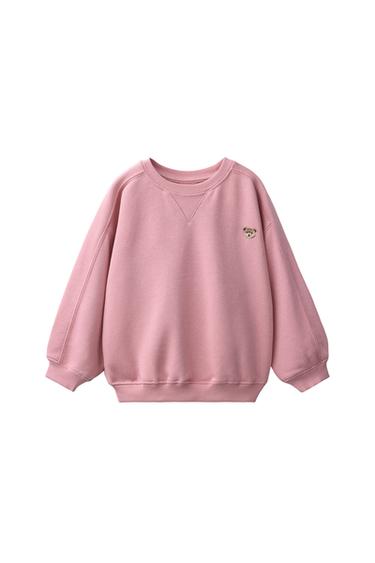 BEAR EMBROIDERED SWEATSHIRT — Pastel pink 2