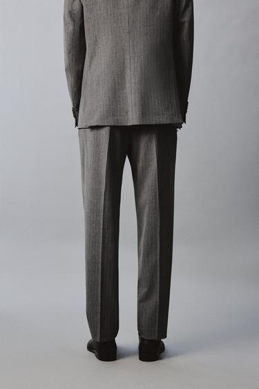 PANTALON DE COSTUME À RAYURES EN LAINE - Gris de Zara - Image 2