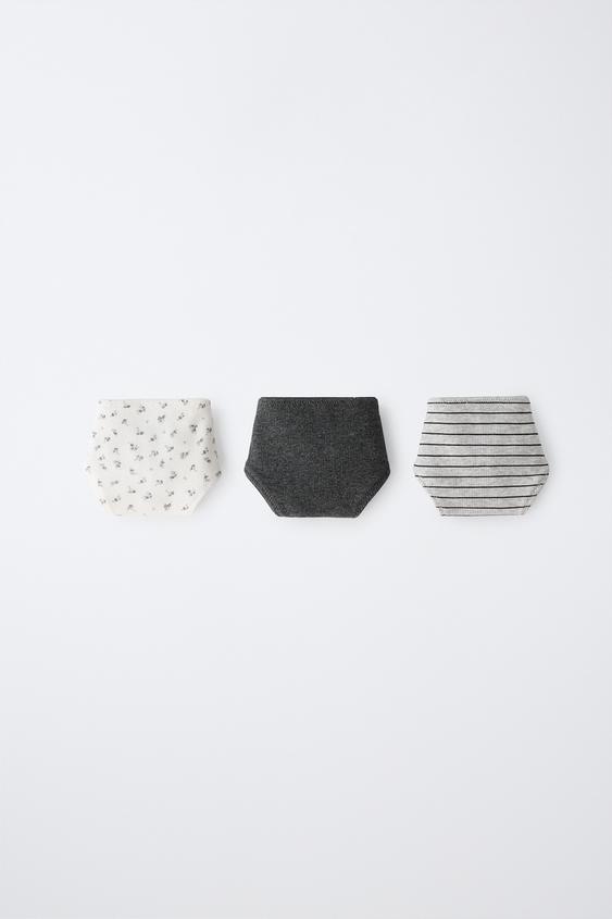8-14 AÑOS/ PACK TRES BRAGUITAS RAYAS Y FLORES - Blanco / Gris de Zara - Imagen 0