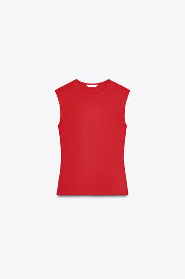 SLEEVELESS KNIT TOP - Strawberry by Zara