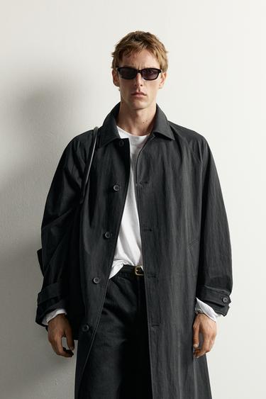 CONTRAST RELAXED FIT TRENCH COAT - Black by Zara