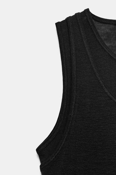 T-SHIRT EFFET DOUBLE SANS MANCHES - Charbon de Zara - Image 5