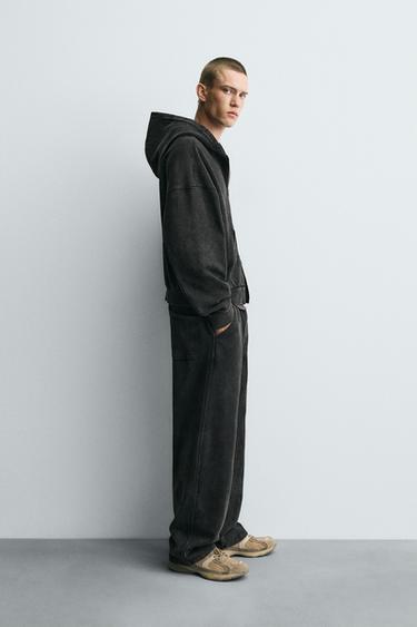 Zara 休閒版褪色運動長褲 - 深灰色