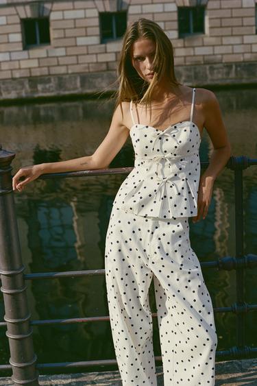 POLKA DOT PEPLUM TOP - Blue/White by Zara