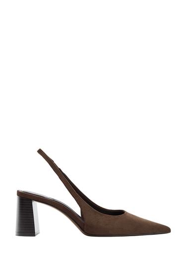 BLOCK HEEL SLINGBACK SHOES - Brown by Zara