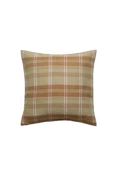 HOUSSE DE COUSSIN CARREAUX - Vert moyen de Zara