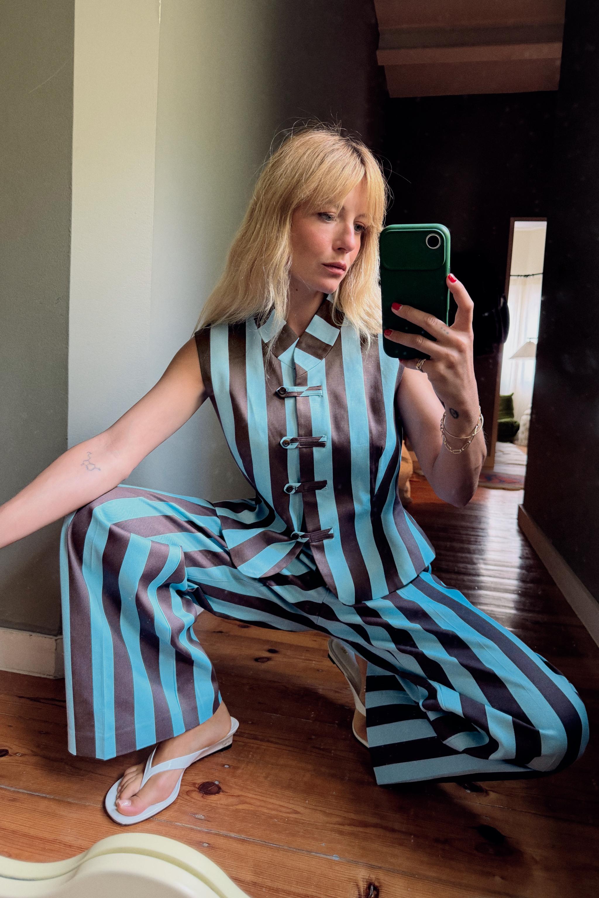 STRIPED STRAIGHT LEG PANTS