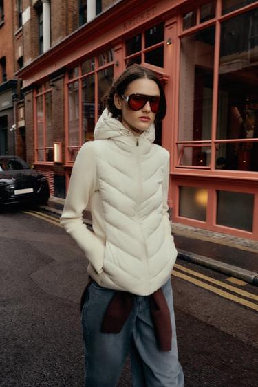 CONTRAST PUFFER JACKET - Ecru by Zara
