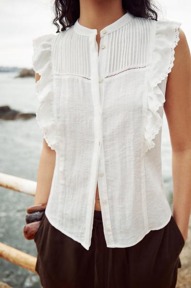BLOUSE ROMANTIQUE À VOLANTS - Blanc de Zara - Image 1