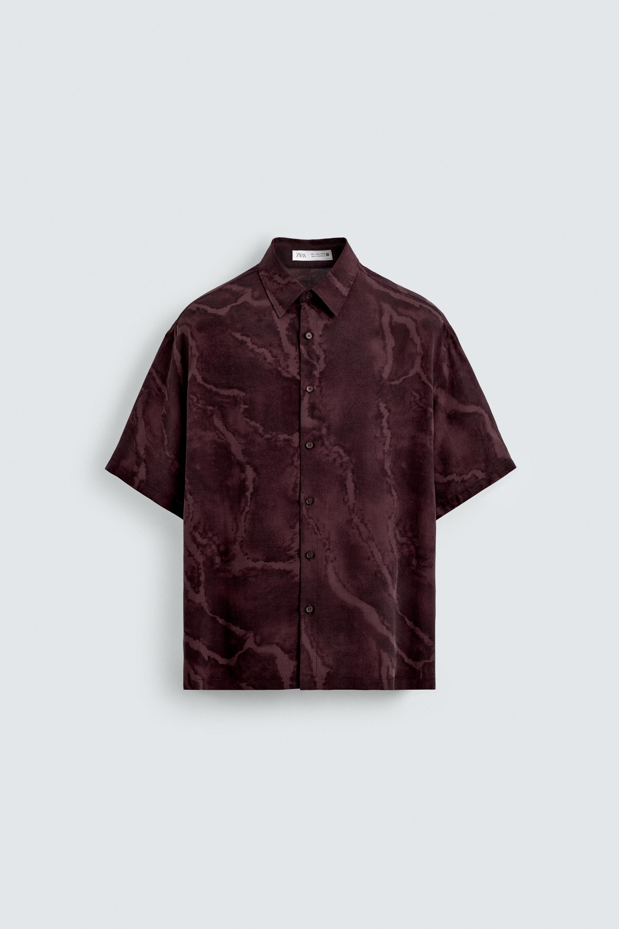 FLOWY TIE-DYE PRINT SHIRT - Maroon | ZARA Canada