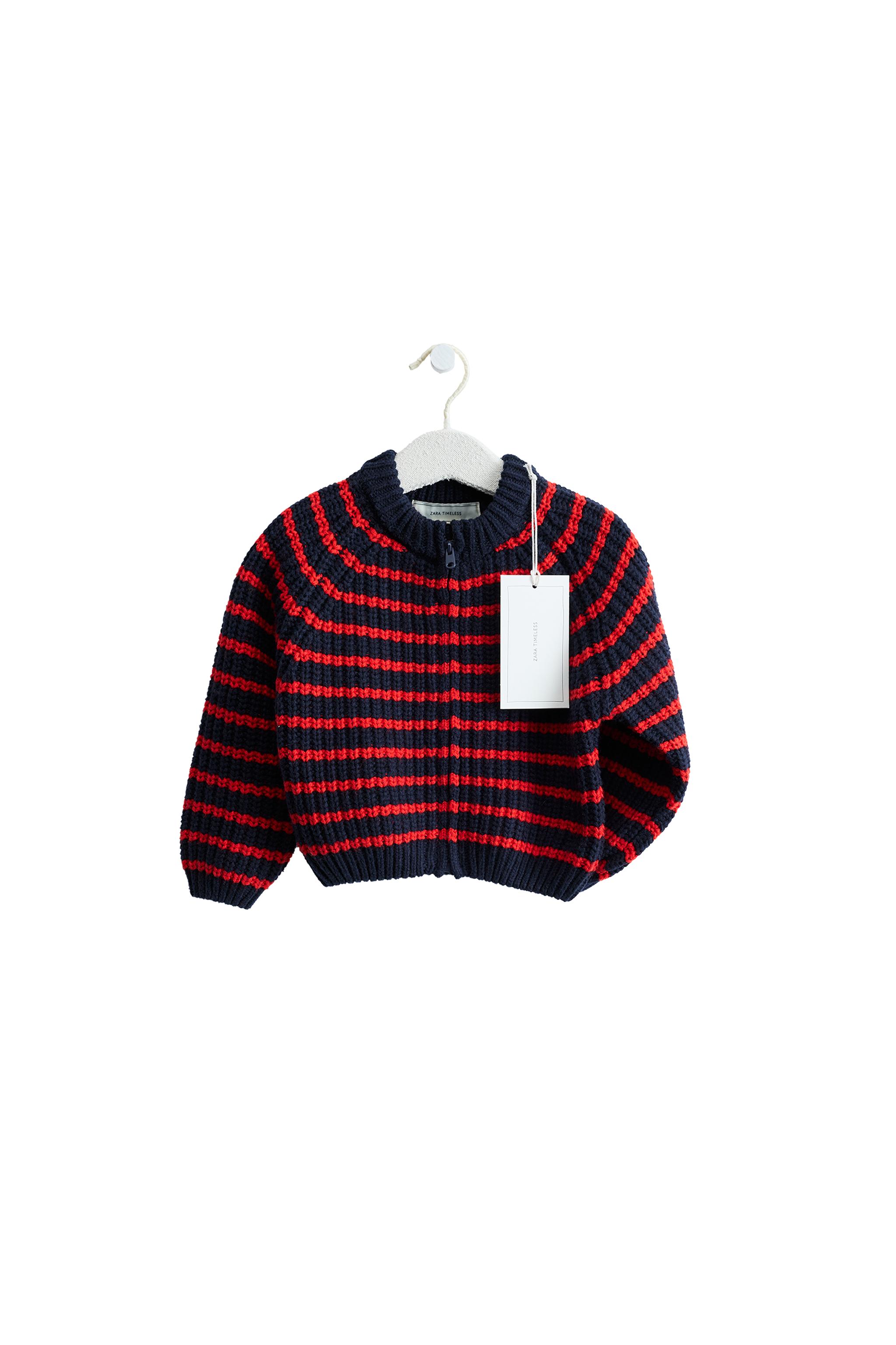 ZARA TIMELESS - CHAQUETA PUNTO RAYAS CON ALGODÓN Y LANA