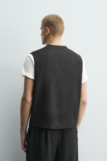 GILET LIN - LAINE - Noir de Zara - Image 2
