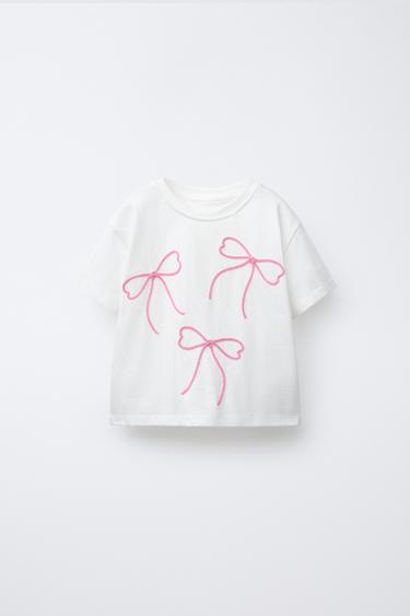 T-SHIRT NŒUDS LACETS - Blanc de Zara