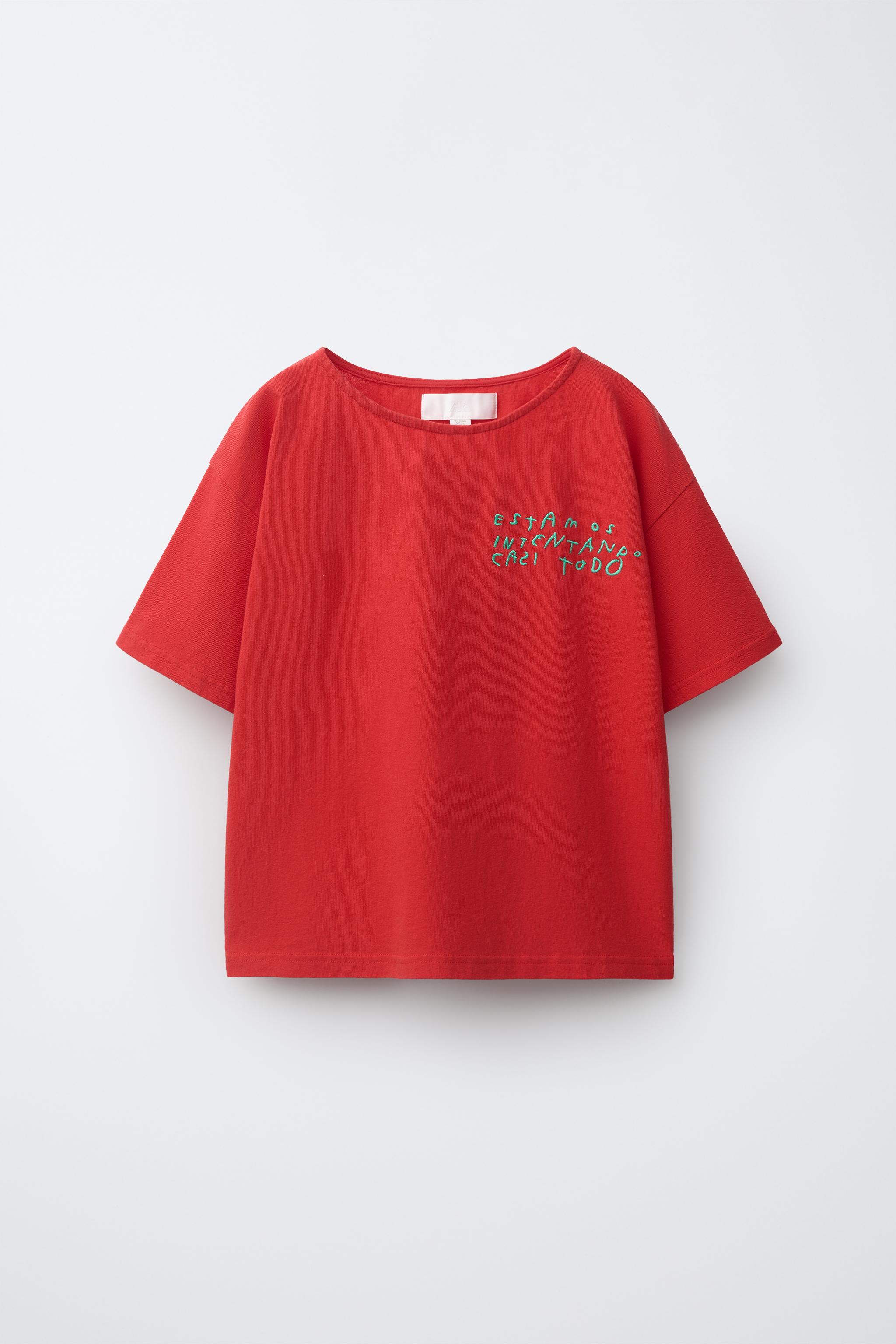 CLARA CEBRIAN © EMBROIDERED T-SHIRT — Red